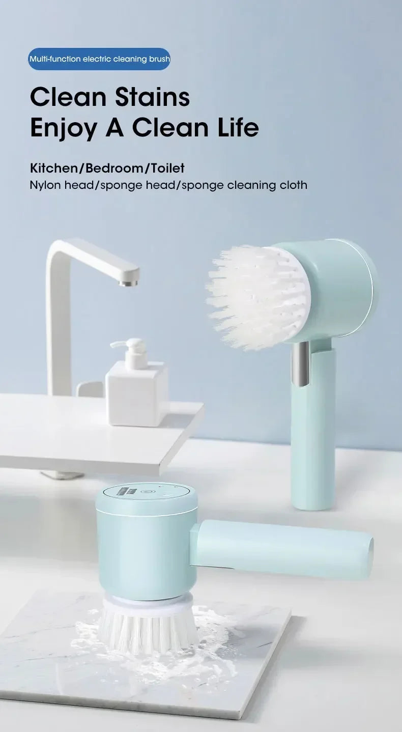 Cordless Electric Spin Scrubber, 5-in-1, for Bathroom Tile and Kitchen