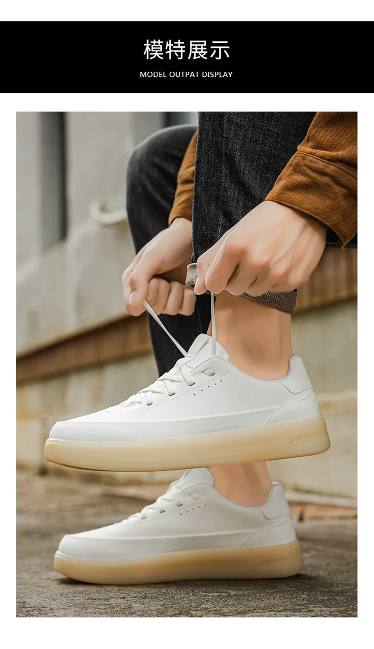 Men's Leather Casual Shoes, Lightweight Soft Sole