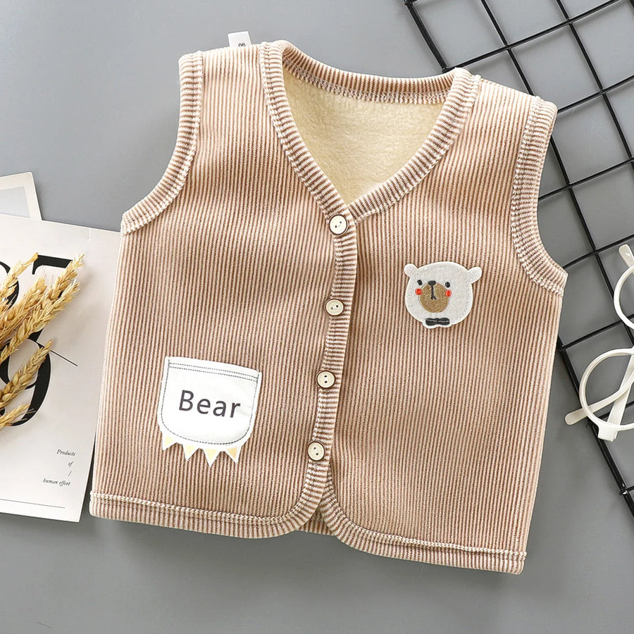 Kids Velvet-Lined Waistcoat Vest, Warm for Boys and Girls