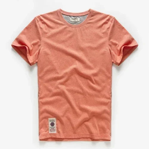 Men's Cotton Basic T-Shirt, Casual Short Sleeve Streetwear Tee