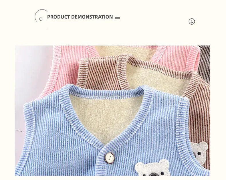 Kids Velvet-Lined Waistcoat Vest, Warm for Boys and Girls