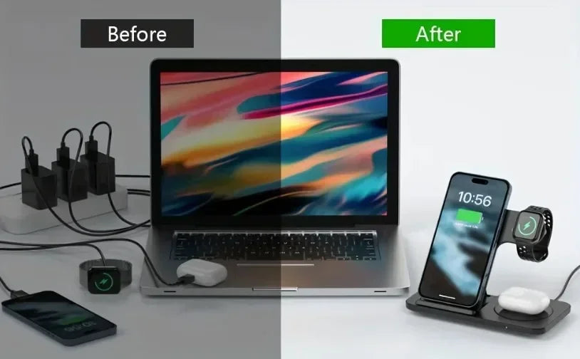 Foldable 3-in-1 Wireless Charging Station – for iPhone 17/16/15/14/13/12, iWatch & AirPods