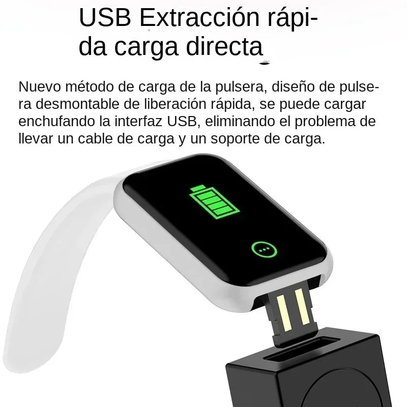 Smart Watch Y68 – charging with USB cable on white background