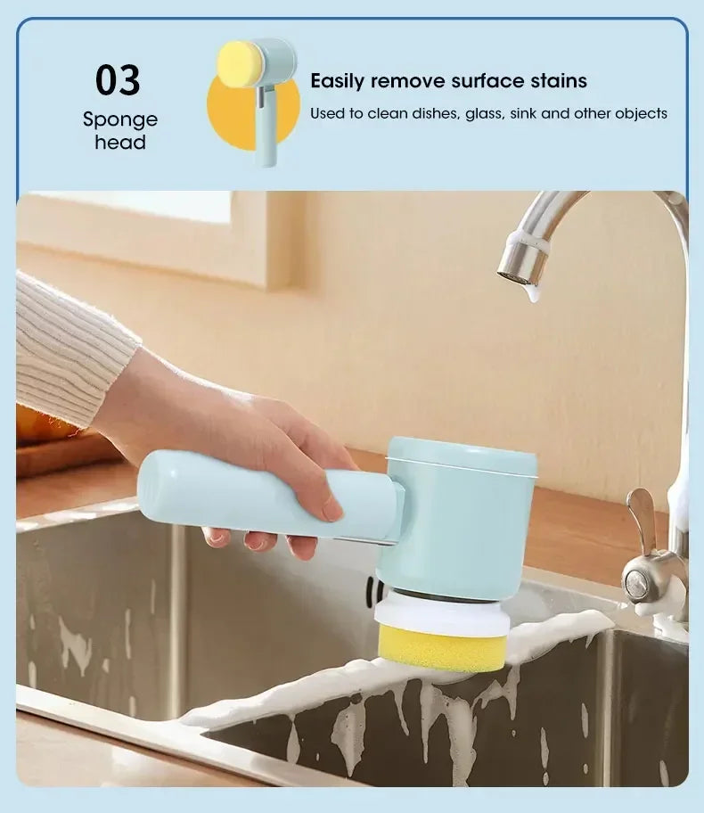 Cordless Electric Spin Scrubber, 5-in-1, for Bathroom Tile and Kitchen