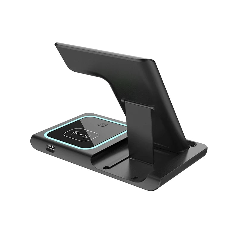 3-in-1 Wireless Charging Station – Travel Pad for iPhone 12-17, iWatch & AirPods, 15W