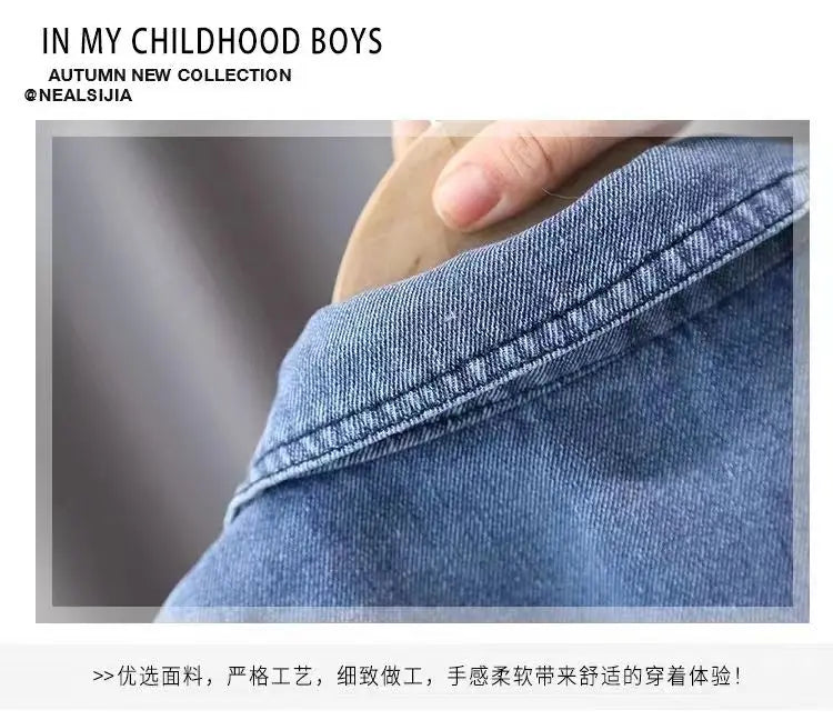 Boys Casual Clothing Set, Jacket and Jeans Two-Piece for Spring and Autumn