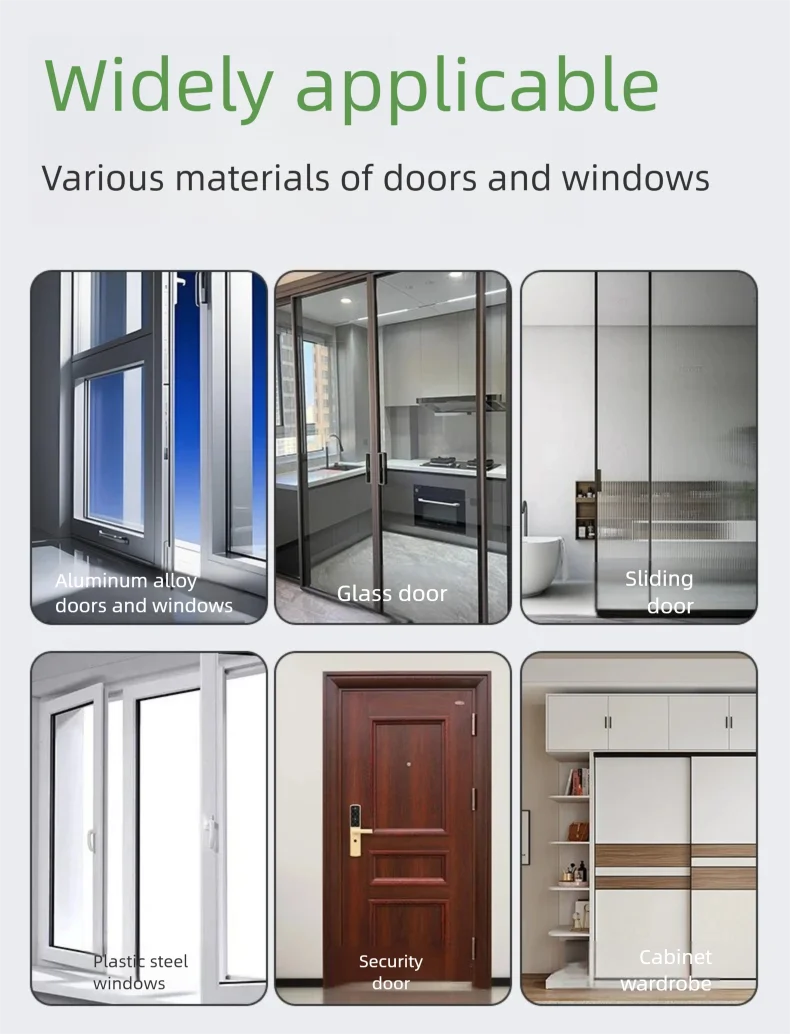 Collage showing sealing strips widely applicable to various door types