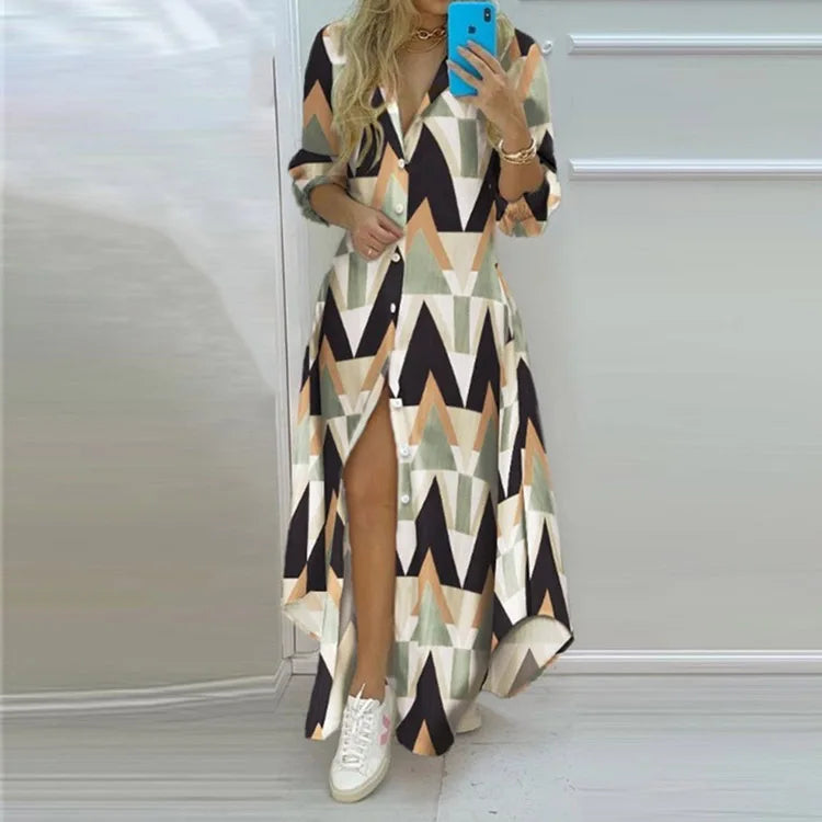 Women's Printed Shirt – Autumn Lapel, Single-Breasted (2021 Style)