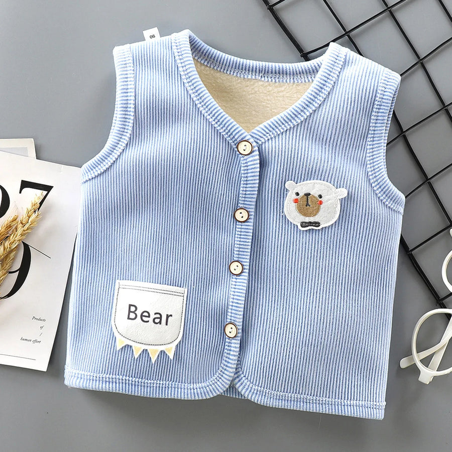Kids Velvet-Lined Waistcoat Vest, Warm for Boys and Girls