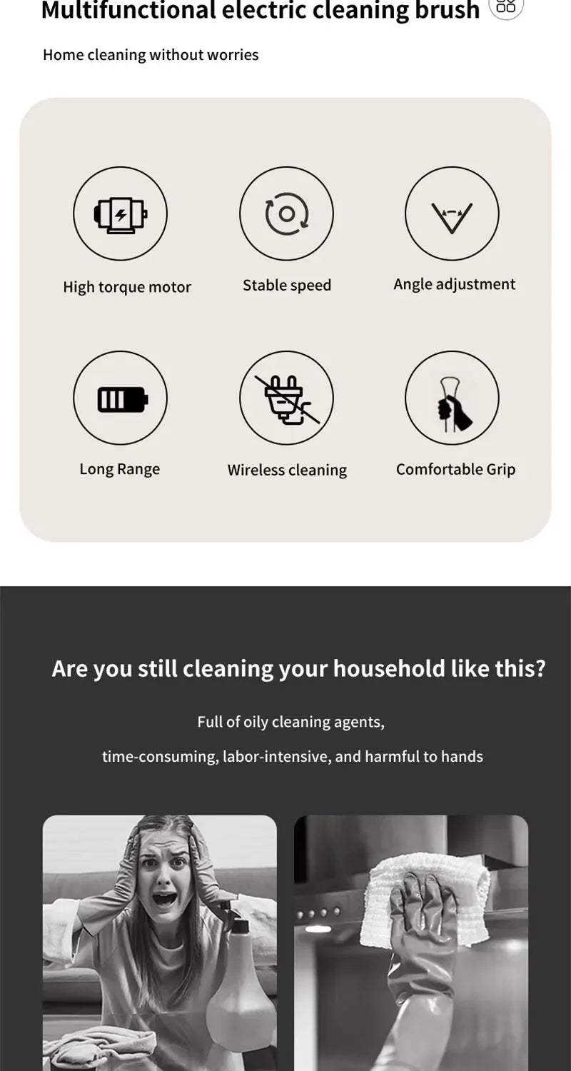Cordless Electric Spin Scrubber – Multi-Purpose Cleaning Brush for Bathroom, Kitchen & Toilet
