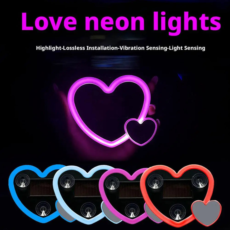 Solar Powered Car Neon Light – Heart-Shaped, Triangular Windows