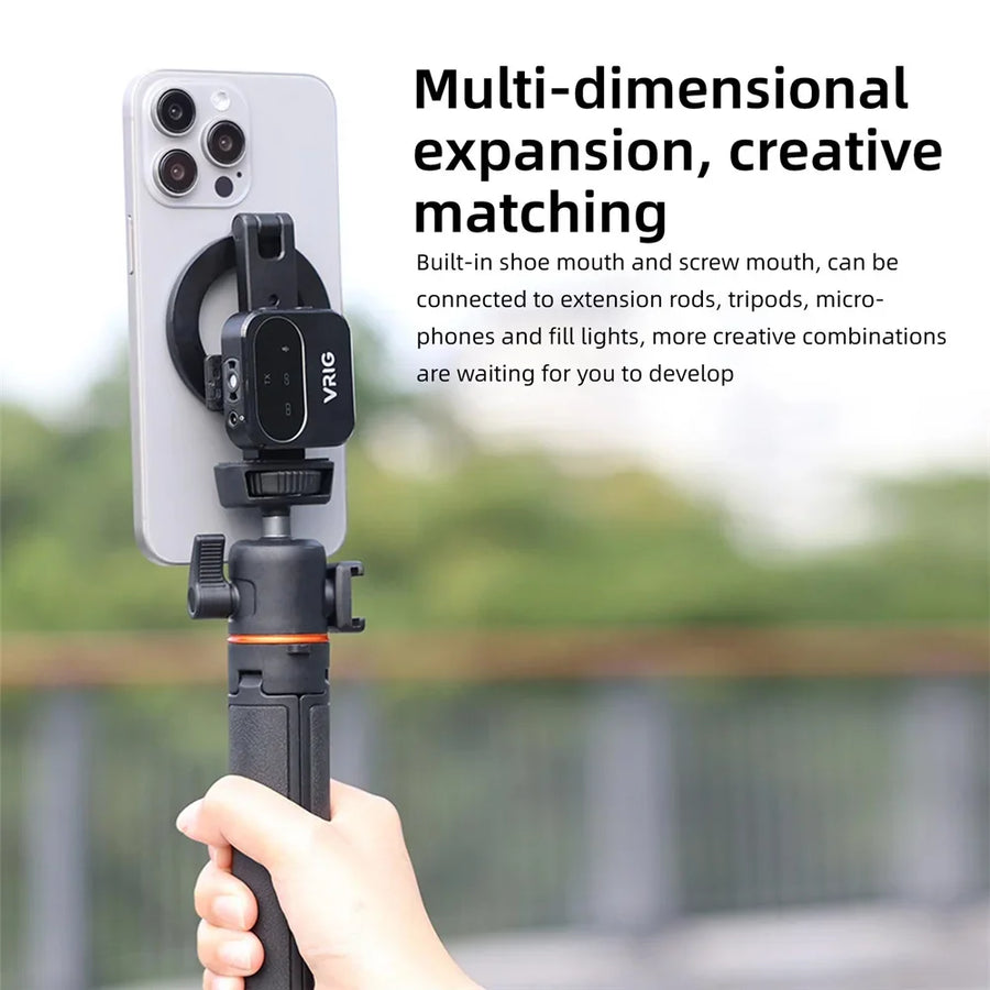 Magnetic Phone Tripod Mount – MagSafe Cold Shoe Mount with 1/4 Screw for iPhone & Android