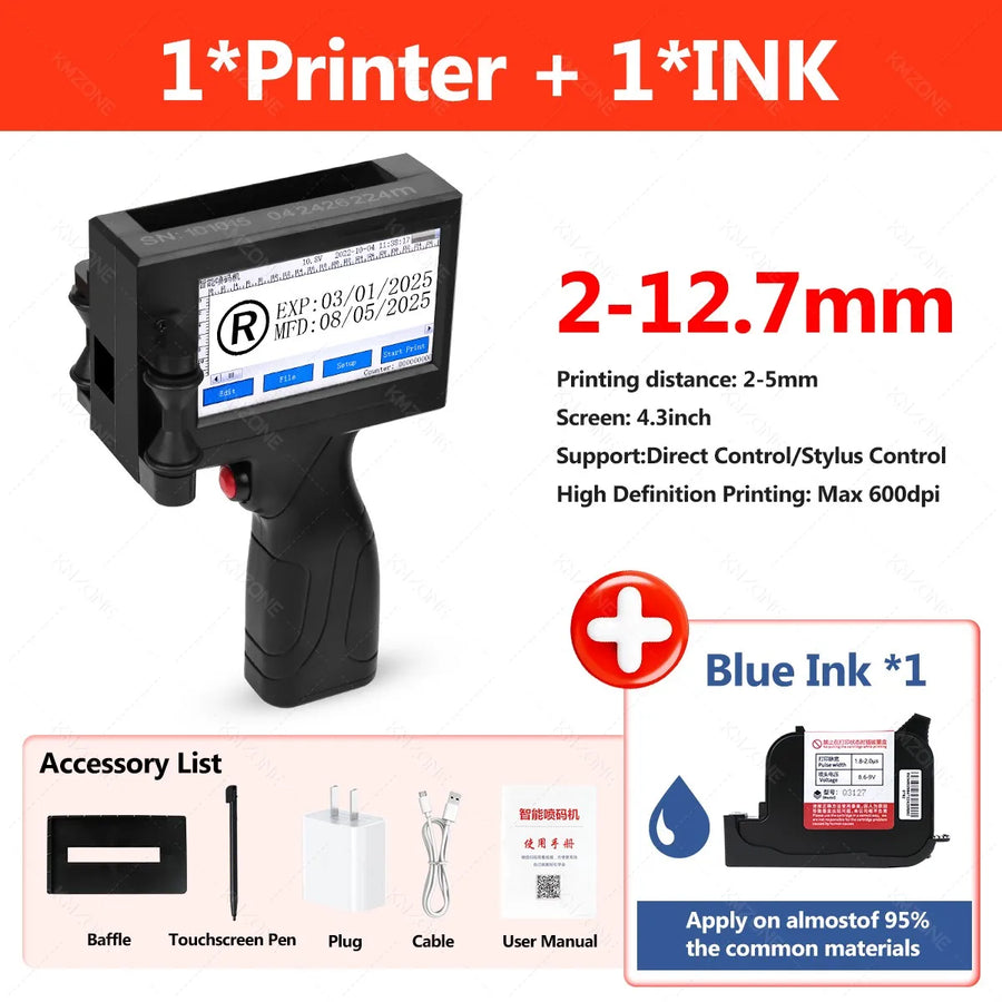 Portable handheld inkjet printer top view
