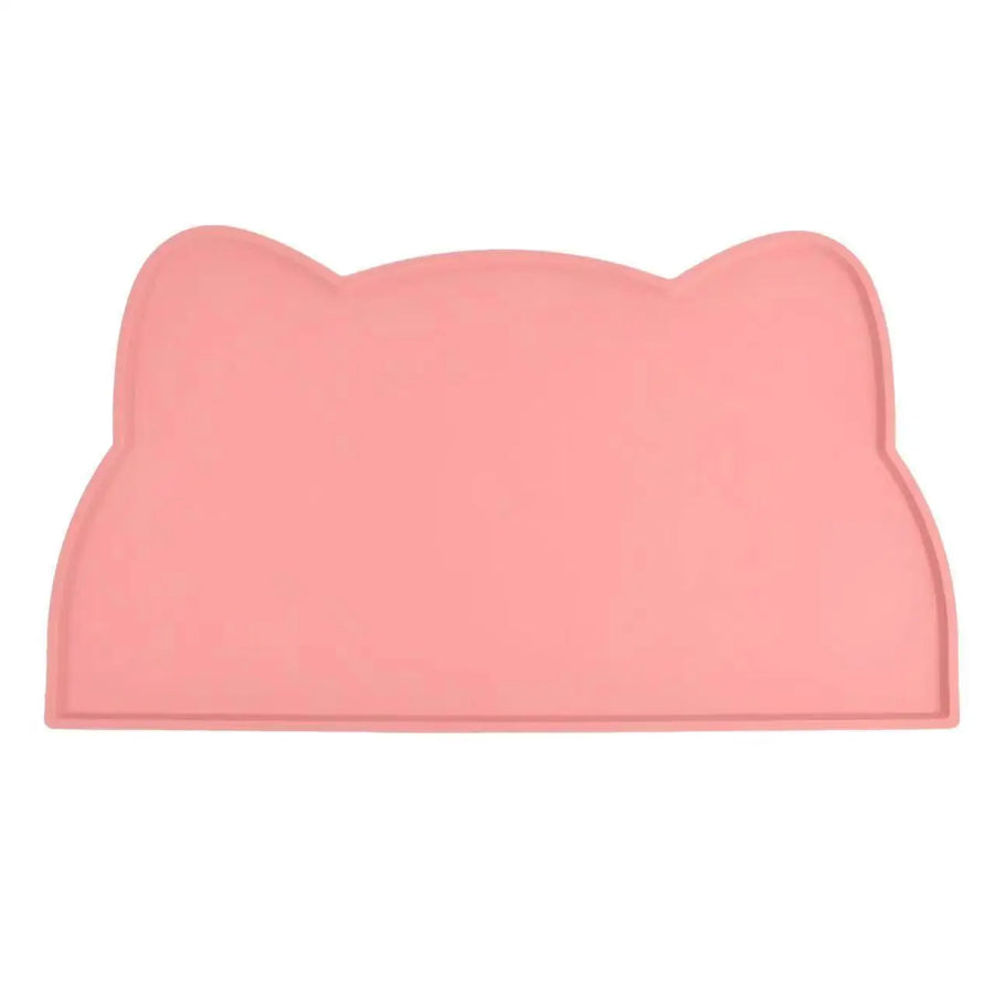 Pink pet feeding mat – cat ear shaped waterproof placemat