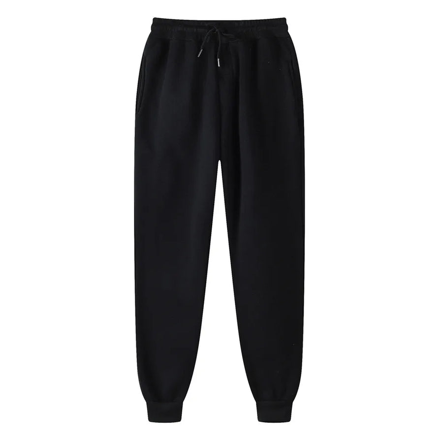 Mens fleece lined jogger sweatpants – black sweatpants on white background