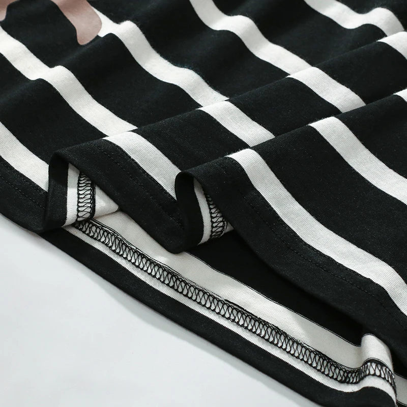 Baby Girls Long-Sleeve Dress – Cotton Striped Cartoon for Autumn/Spring