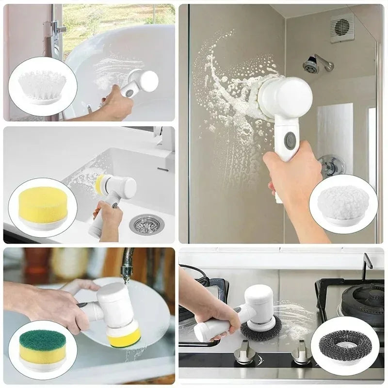 Cordless Electric Spin Scrubber – for Bathroom & Kitchen, with Brush Heads