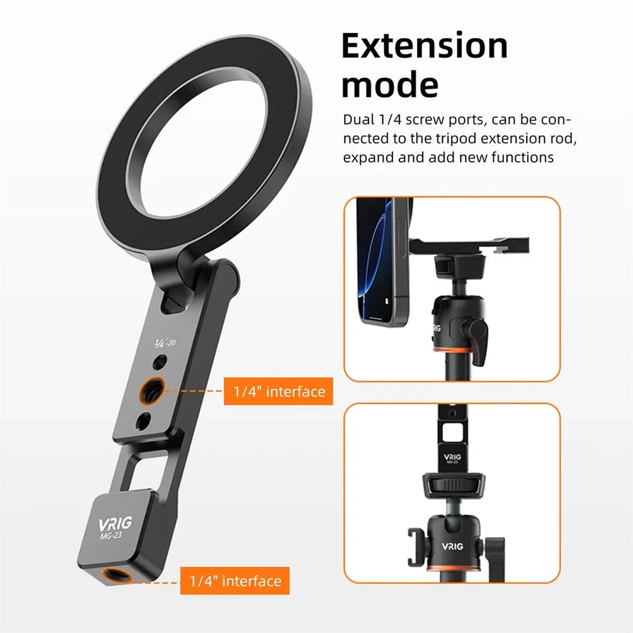 Magnetic Phone Tripod Mount – MagSafe Cold Shoe Mount with 1/4 Screw for iPhone & Android