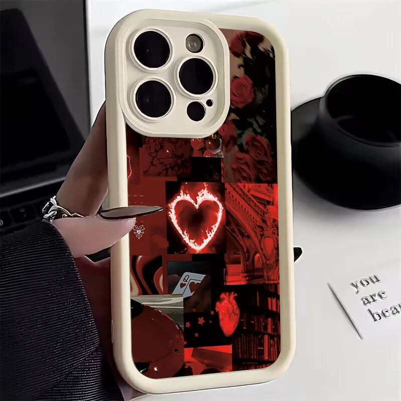 Red Scenery Phone Case for iPhone 11-17 Pro Max, Stylish Printed TPU