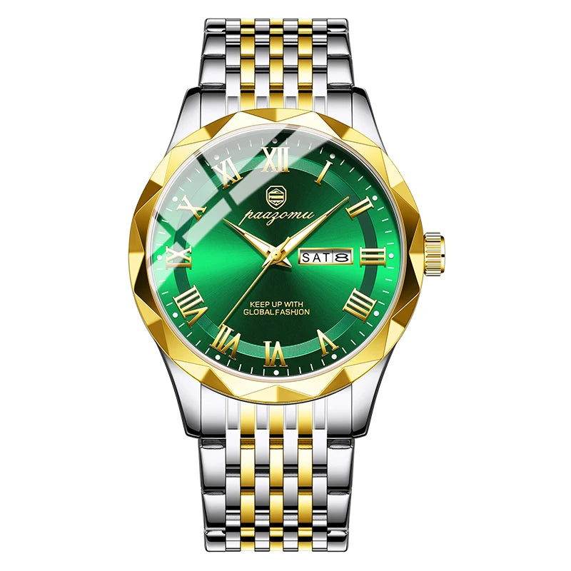 Men’s Minimalist Quartz Watch with Stainless Steel Case & Alloy Band