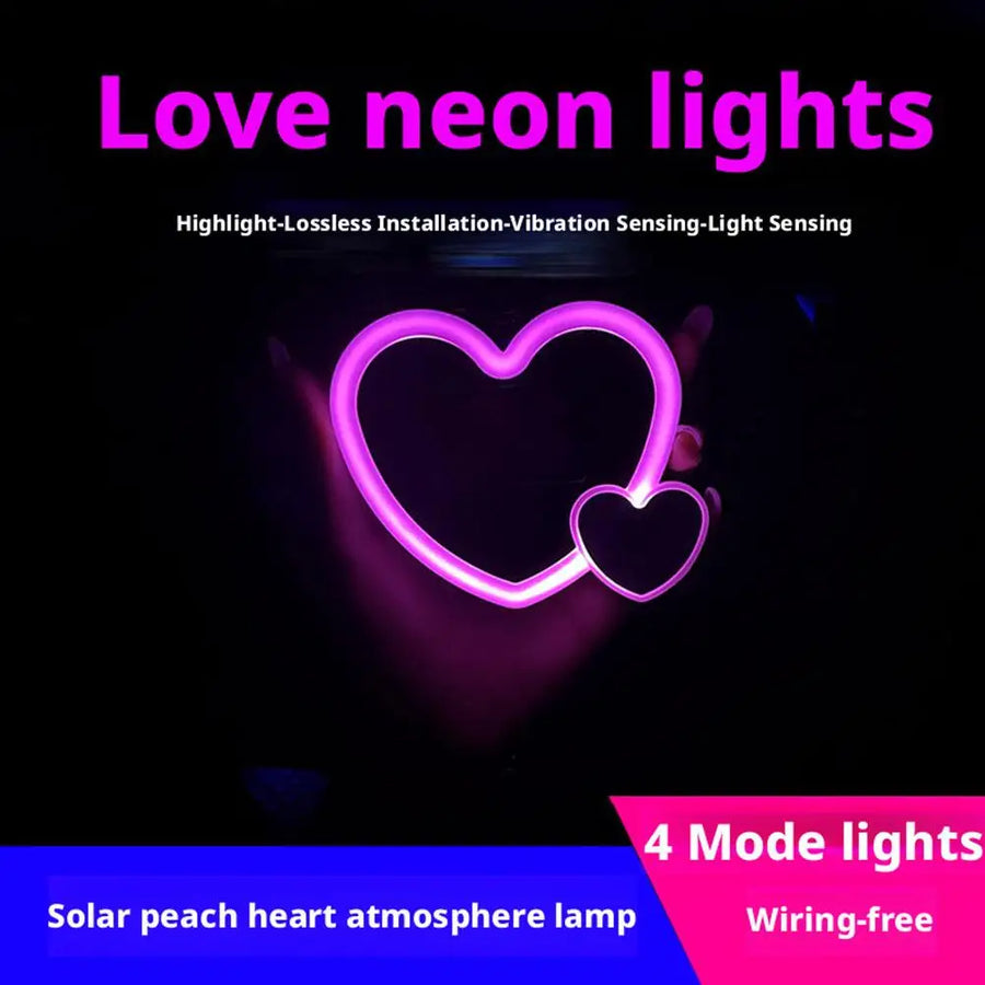Solar Powered Car Neon Light – Heart-Shaped, Triangular Windows