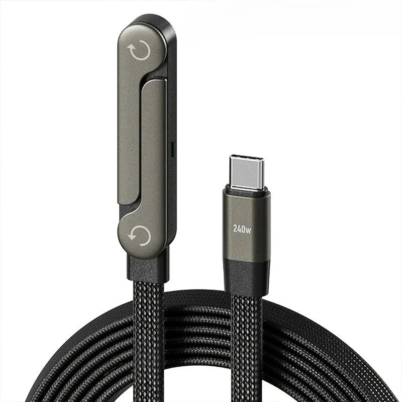 240W Foldable Stand Type-C Cable – Braided with Multi-Function Holder for iPhone