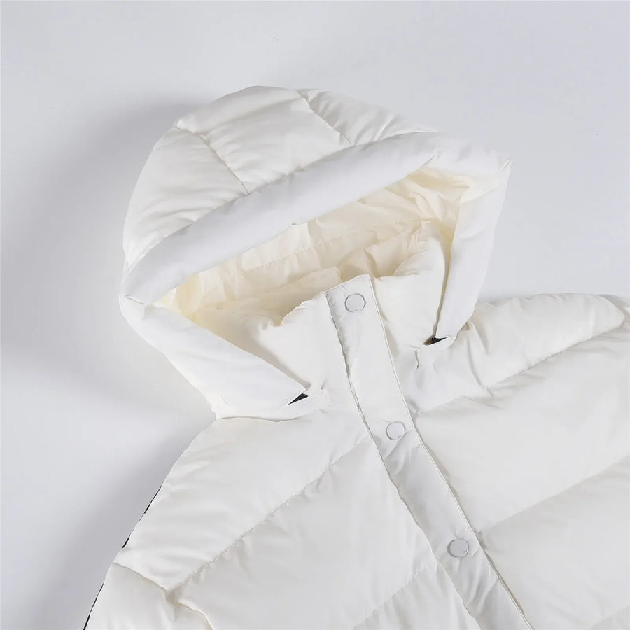 White Winter Jacket for Women – Hooded Thick Warm Padded Coat