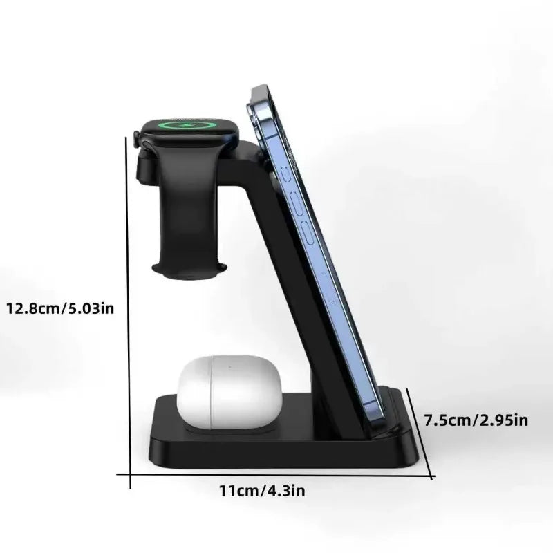 3-in-1 Wireless Charger – Desktop Charging Stand for iPhone, iWatch & Earbuds