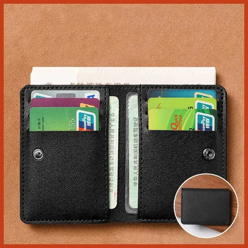 Slim PU Leather Wallet, Ultra-Thin Card Holder for Men and Women