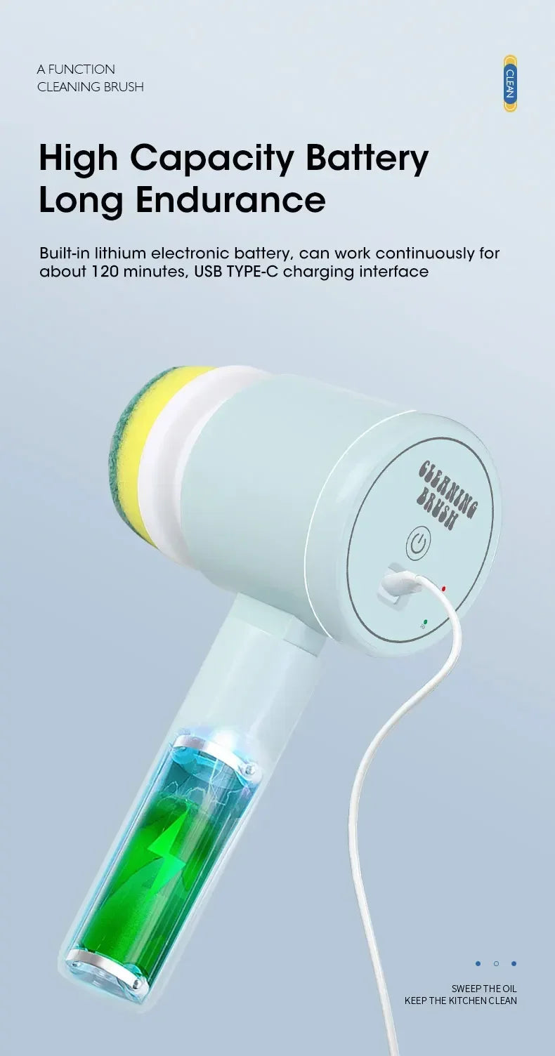 Cordless Electric Spin Scrubber, 5-in-1, for Bathroom Tile and Kitchen