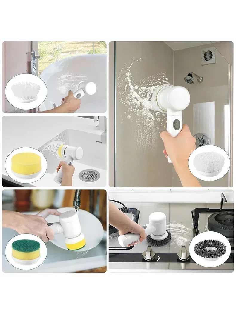 Cordless Electric Spin Scrubber – for Bathroom & Kitchen, with Brush Heads