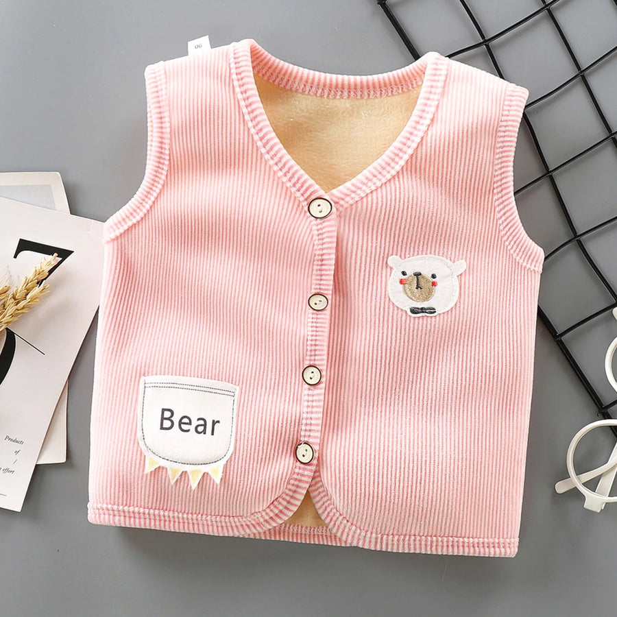 Kids Velvet-Lined Waistcoat Vest, Warm for Boys and Girls
