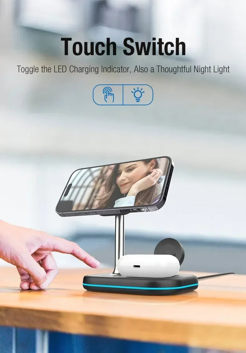 3-in-1 Wireless Charging Station – Fast Charge Phone, Watch & Earbuds