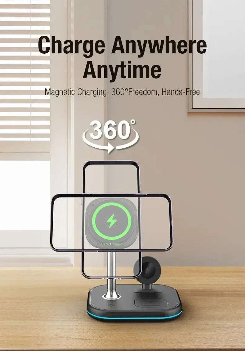 3-in-1 Wireless Charging Station – Fast Charge Phone, Watch & Earbuds