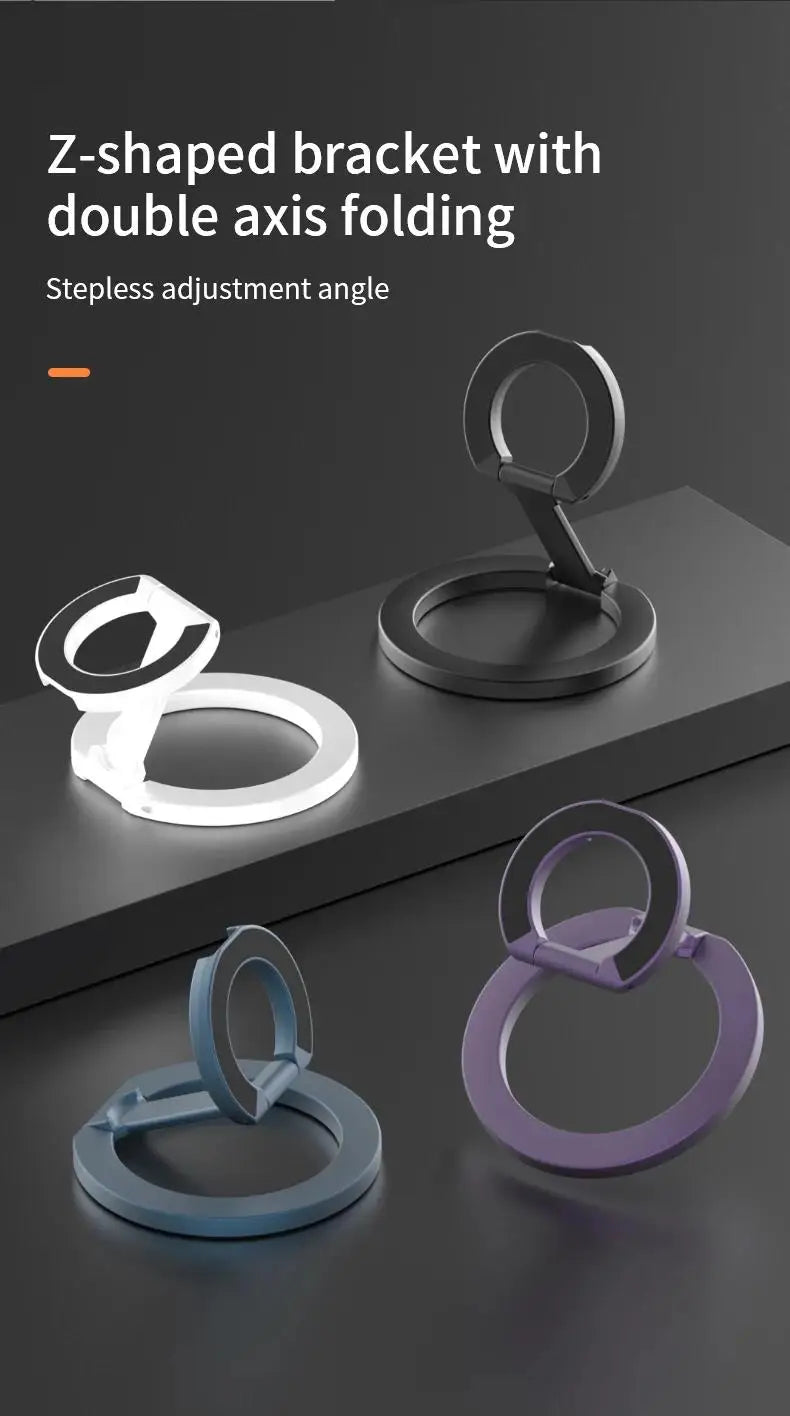 Magnetic Phone Stand – Double-Sided Ring Holder, Folding Desktop Bracket, 360° Rotation