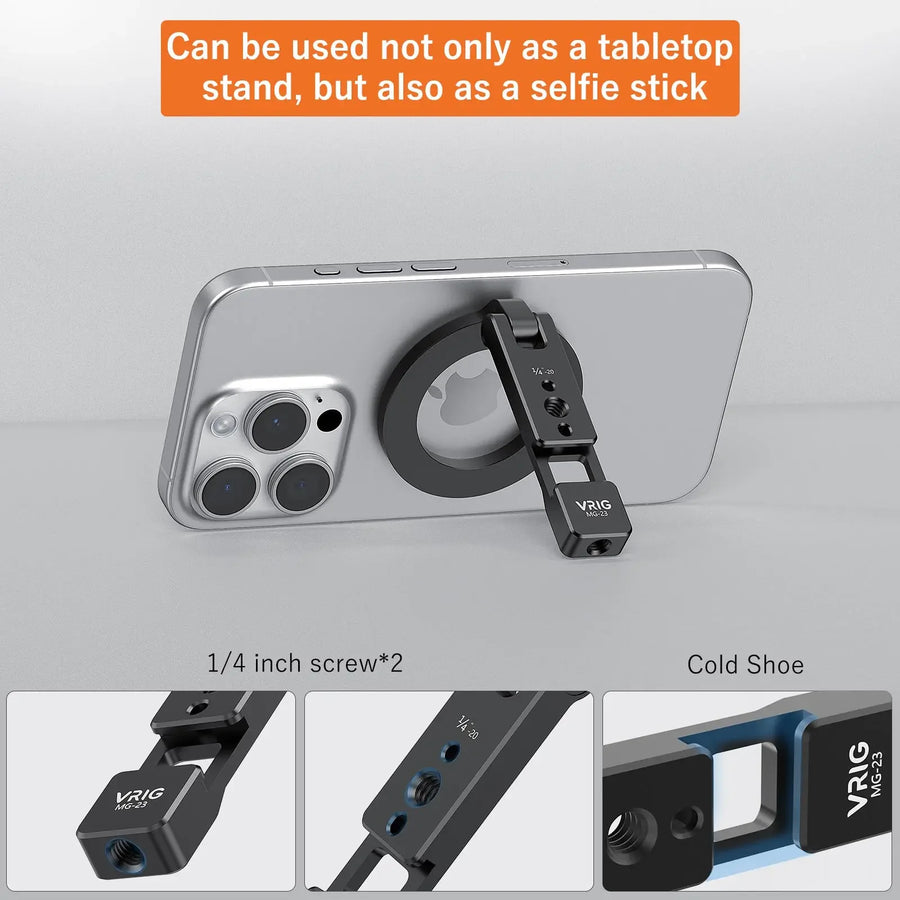 Magnetic Phone Tripod Mount – MagSafe Cold Shoe Mount with 1/4 Screw for iPhone & Android