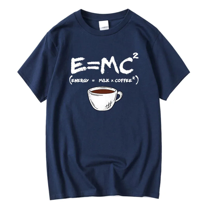 Men's Cotton T-Shirt – Funny Energy=Milk+Coffee Summer Tee