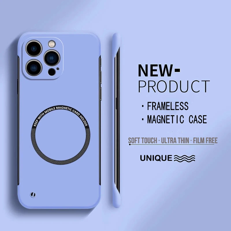 Ultra-Thin Matte Magnetic Phone Case for iPhone 14-17, Frameless Hard PC