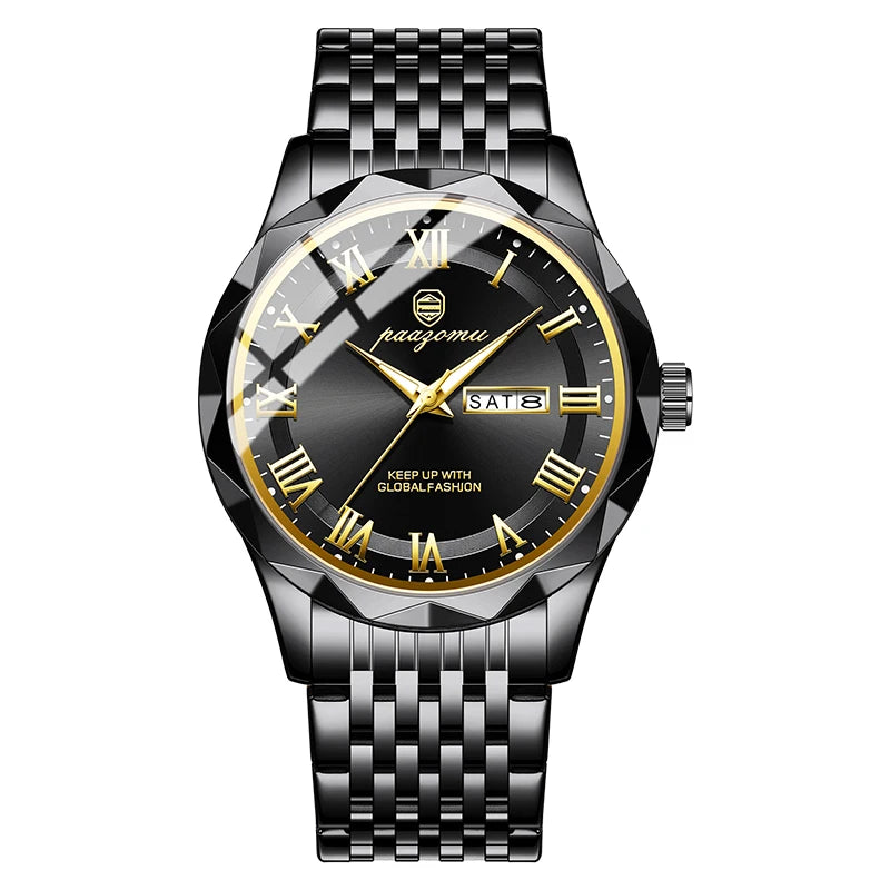 Men’s Minimalist Quartz Watch with Stainless Steel Case & Alloy Band