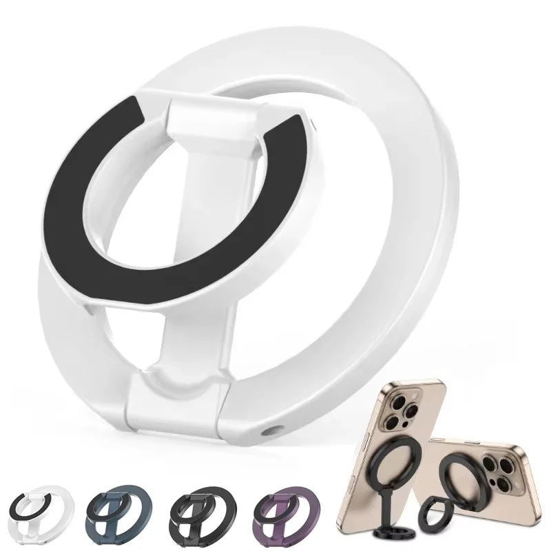 Magnetic Phone Stand – Double-Sided Ring Holder, Folding Desktop Bracket, 360° Rotation