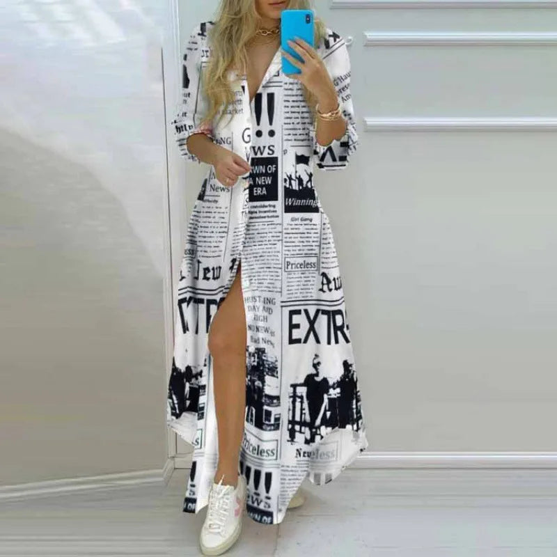Women's Printed Shirt – Autumn Lapel, Single-Breasted (2021 Style)