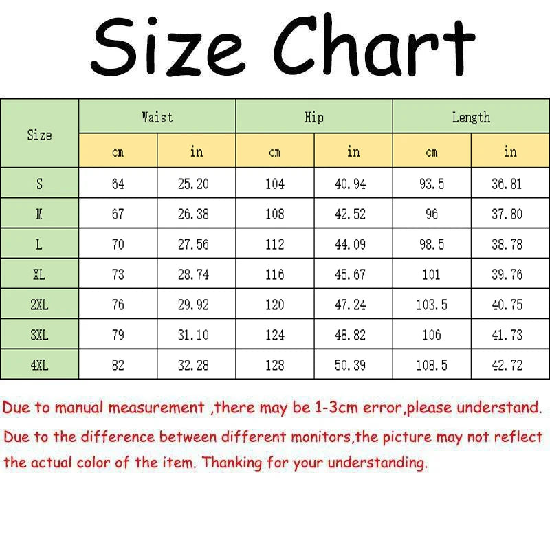 Men's jogger sweatpants size chart with waist, hip and length measurements in centimeters and inches