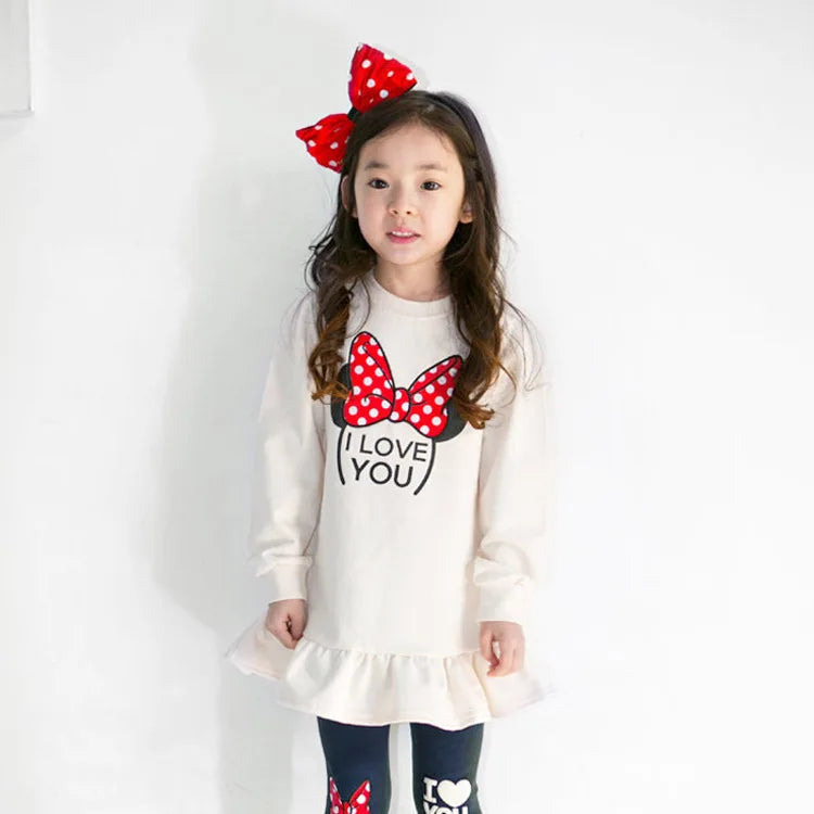 Comfortable Kids Clothing Set with cartoon bow knot
