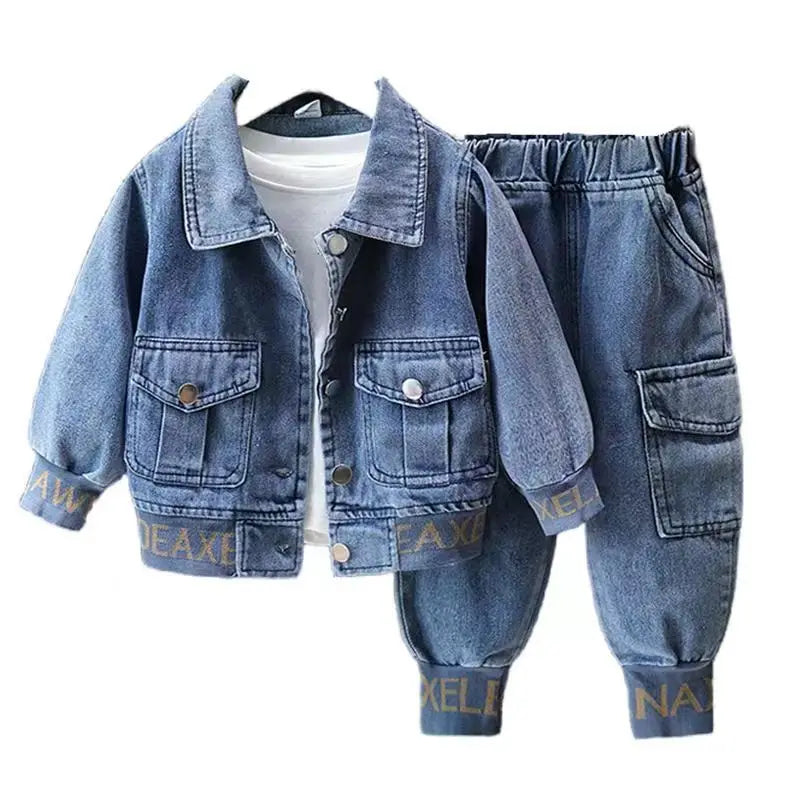 Boys Casual Clothing Set, Jacket and Jeans Two-Piece for Spring and Autumn