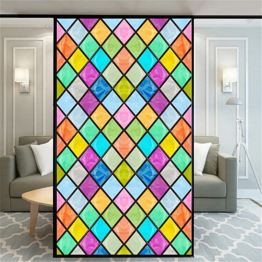 Privacy Window Film – Stained Glass, Static Cling, No Glue