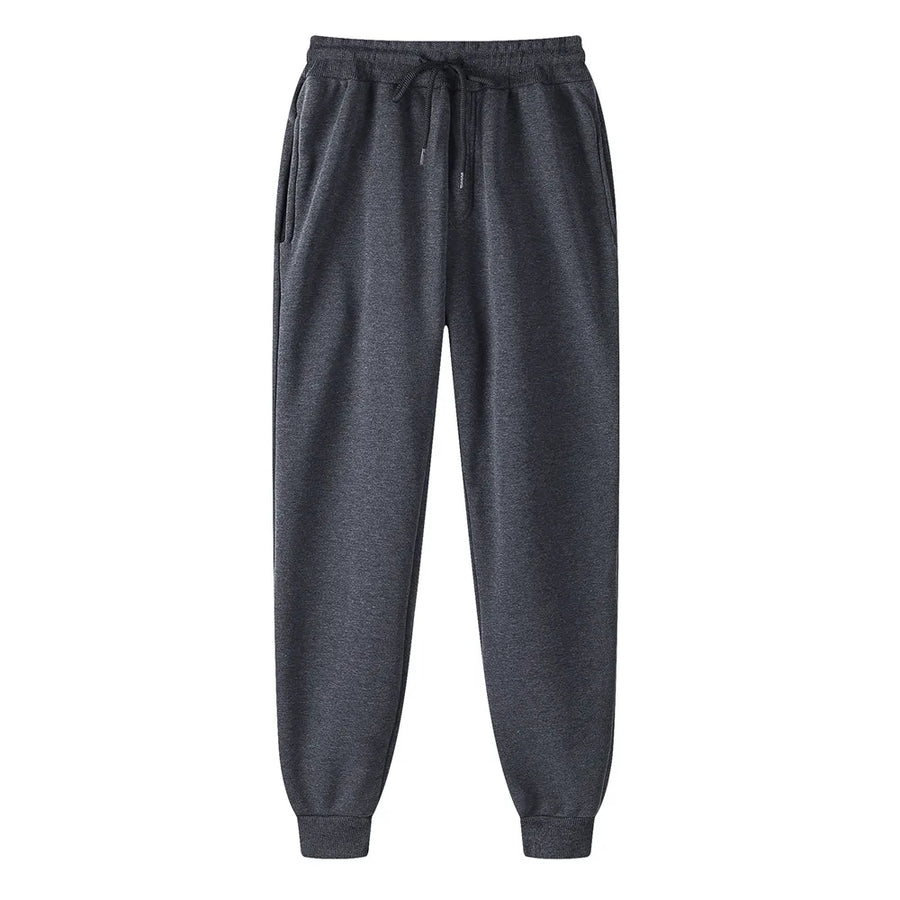 Mens fleece lined jogger sweatpants – dark gray sweatpants on white background