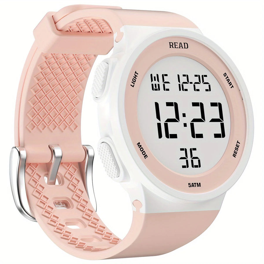 Women's LED Digital Watch, Waterproof Sport Watch with Silicone Band