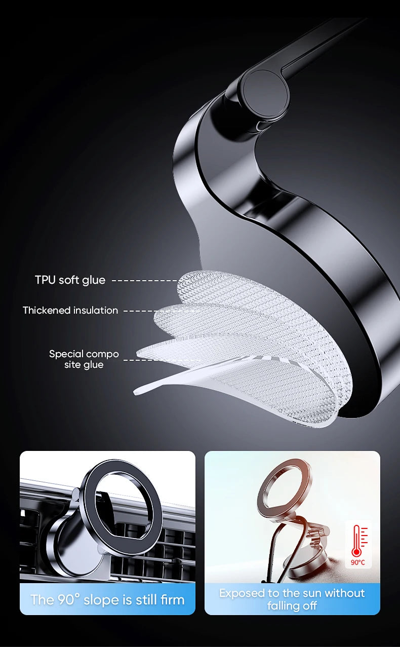 MagSafe Car Phone Holder, 360-Degree Rotating Magnetic Mount for Vehicles