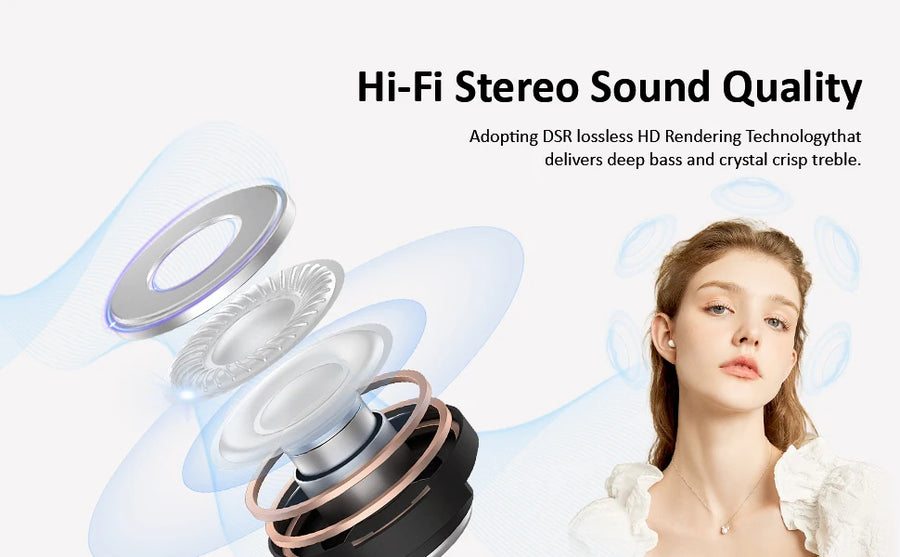 Wireless Bluetooth Headset Mini Ultra Small Sleep New Invisible Earbuds High Sound Quality Headphones Noise Reduction Earphones UpTrend Deals