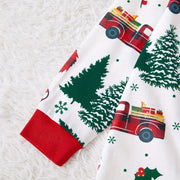 Festive Family Matching Christmas Pajamas Sets - Soft, Flame Resistant, Crew Neck, Round Neck, Long Sleeve, Allover Xmas Tree Graphic & Car Print - Perfect for Spring, Autumn, Fall, and Winter Seasons
